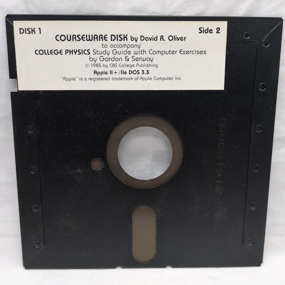 Courseware Disk 1 David R Oliver College Physics Study Guide Apple II + /IIe DOS - Picture 5 of 6